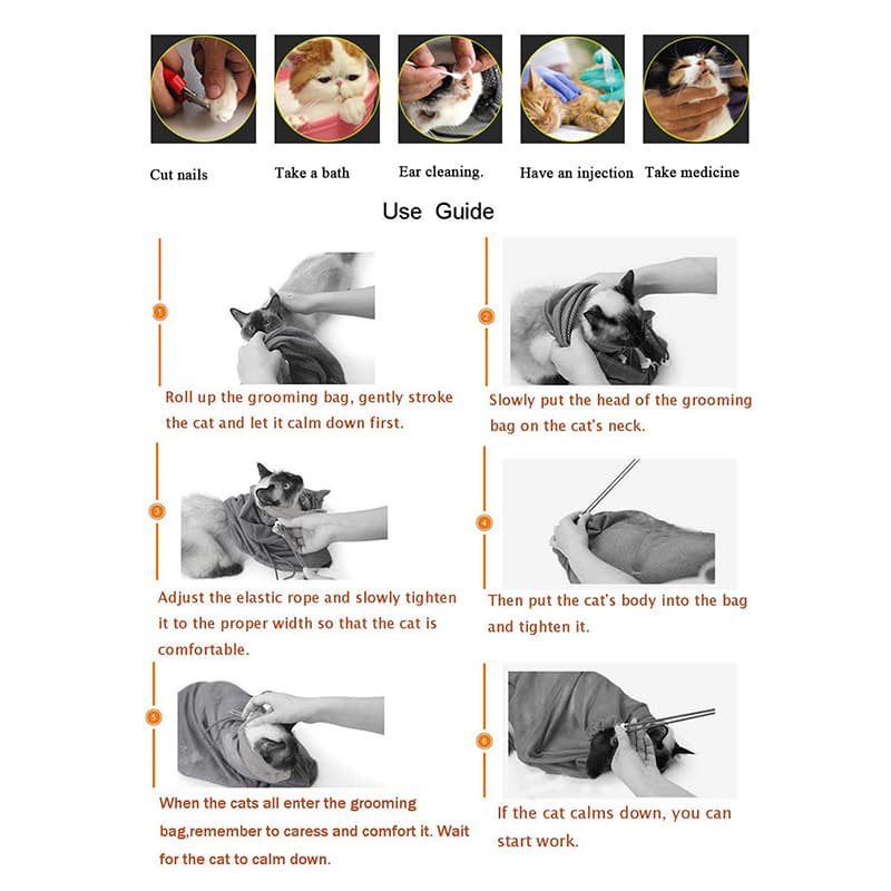 Adjustable Anti-Scratch Cat Grooming Mesh Bag
