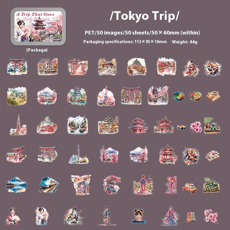 Travel Memories Waterproof PET Sticker Set